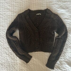 American Eagle Outfitters Dark Brown Cable Knit Cardigan sz Xs